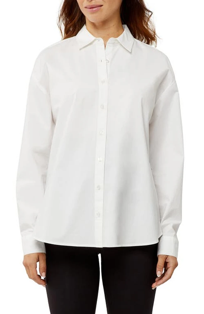 A PEA IN THE POD Long Sleeve Boyfriend Fit Button-Up Maternity Shirt in White at Nordstrom, Size Small