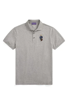 Ralph Lauren Purple Label Polo Bear Embroidered Cotton Piqué Classic Light Grey Heather at Nordstrom,