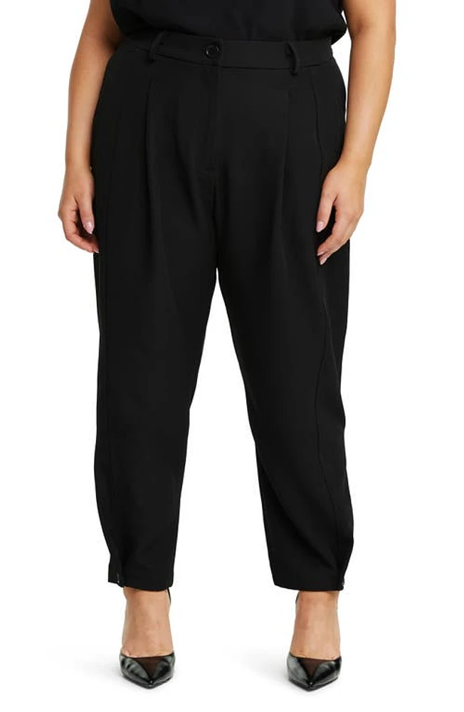 Estelle Salma Button Hem Pants in Black at Nordstrom, Size 22W