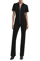 MANGO Short Sleeve Denim Jumpsuit in Black Denim at Nordstrom, Size Medium