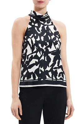 Theory Floral Sleeveless Silk Shell Ivory Multi at Nordstrom,