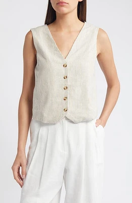 MANGO Bali Linen Blend Vest Light Beige at Nordstrom,