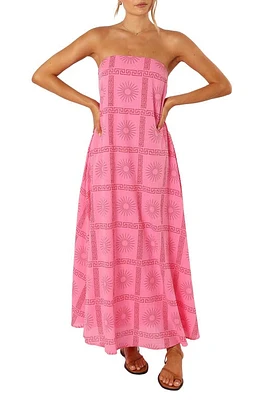 Petal & Pup Soph Print Strapless Maxi Dress Pink Red at Nordstrom,