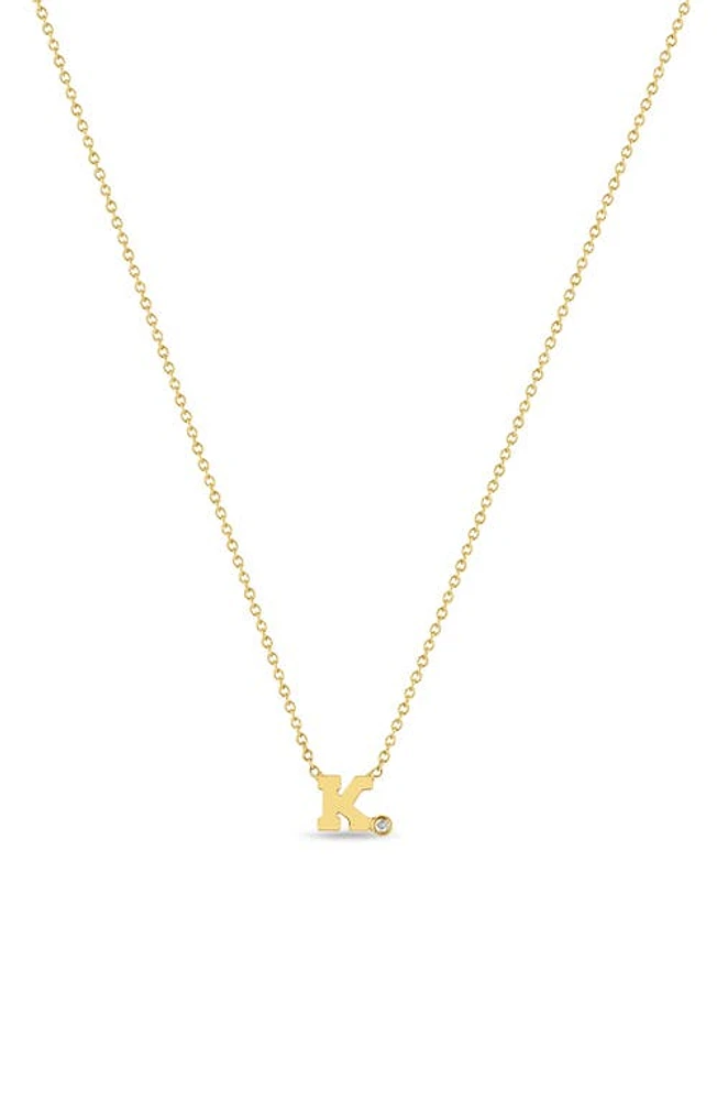 Zoë Chicco Diamond Initial Pendant Necklace in Yellow Gold-K at Nordstrom, Size 16