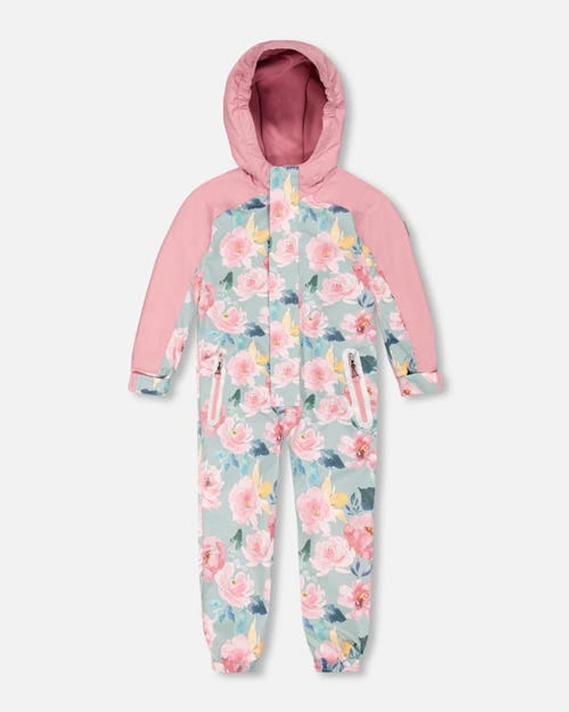 Deux Par Deux Little Girl's One Piece Outerwear Suit Printed Watercolor Roses at Nordstrom