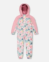 Deux Par Deux Little Girl's One Piece Outerwear Suit Printed Watercolor Roses at Nordstrom