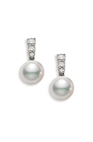 Mikimoto Morning Dew Akoya Cultured Pearl & Diamond Earrings in White Gold at Nordstrom