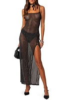 EDIKTED Sheer Sequin Maxi Dress Black at Nordstrom,