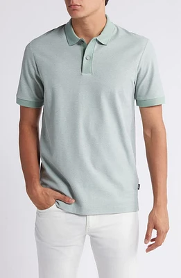 BOSS Phillipson Slim Fit Cotton Polo Open Green at Nordstrom,