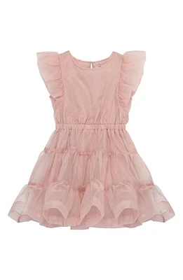 Habitual Kids Kids' Flutter Sleeve Tiered Organza Party Dress in Dark Pink at Nordstrom, Size 2T