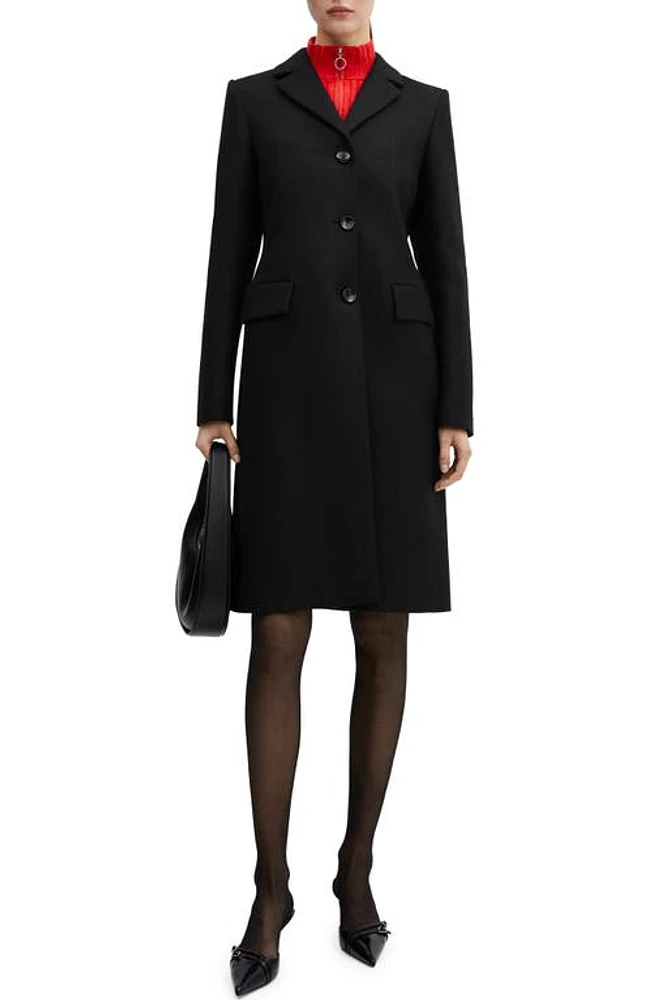 MANGO Longline Coat Black at Nordstrom,