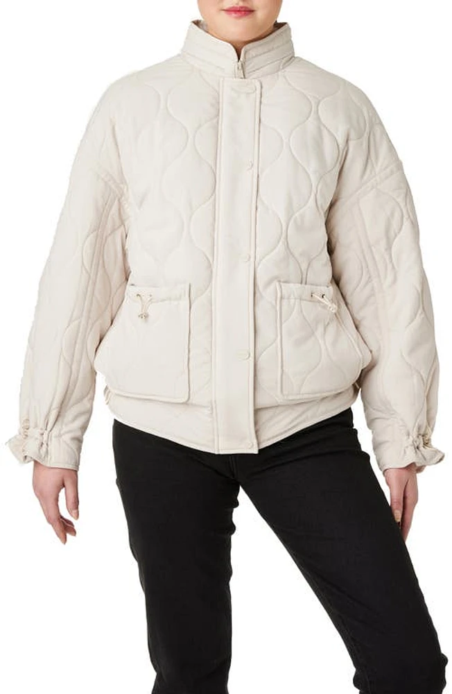 Sanctuary Drawstring Quilted Jacket with Removable Hood in Sand at Nordstrom, Size X-Small