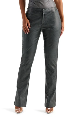 Naked Wardrobe Snakeskin Print High Waist Faux Leather Trousers Dark Grey at Nordstrom,