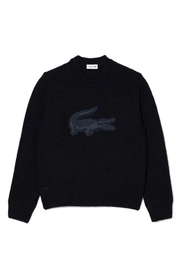 Lacoste Classic Fit Logo Patch Wool Blend Sweater Abimes at Nordstrom,