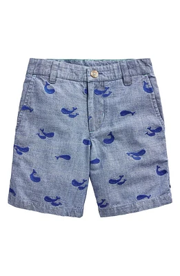 Mini Boden Kids' Whale Embroidered Cotton Chino Shorts Chambray Embroidery at Nordstrom,