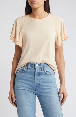 Nation LTD Flutter Sleeve Cotton T-Shirt at Nordstrom,