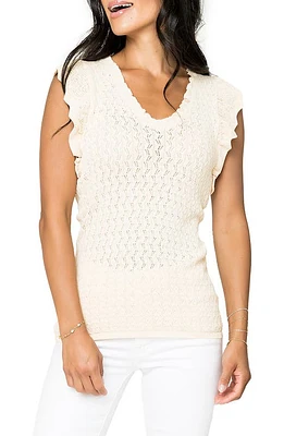 GIBSONLOOK Pointelle Sleeveless Sweater Natural at Nordstrom,