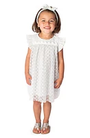 Popatu Floral Embroidered Mesh Overlay Dress Ivory at Nordstrom,