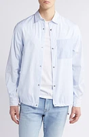 BOSS Olson Mixed Stripe Snap-Up Shirt Jacket Light Blue at Nordstrom,