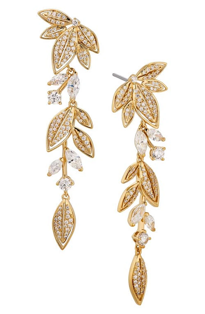 Nadri Midsommer Leaf Linear Drop Earrings in Gold at Nordstrom