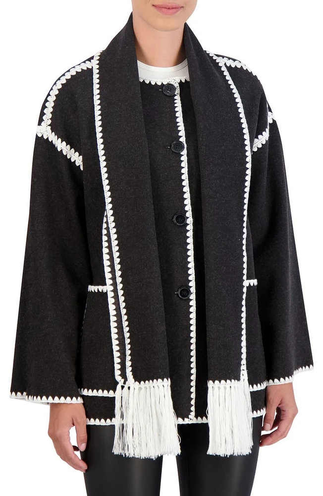Faux Wool Scarf Coat