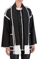 Faux Wool Scarf Coat