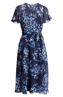 Flutter Sleeve Flower Print Dress