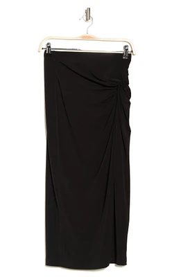Ruched Solid Midi Skirt