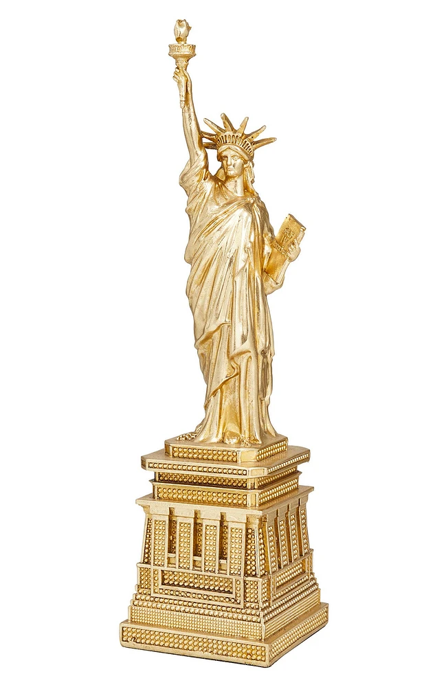 Goldtone Polystone Statue of Liberty Sculpture