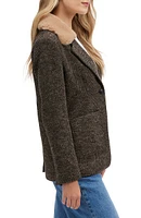 Faux Fur Collar Single Button Bouclé Blazer