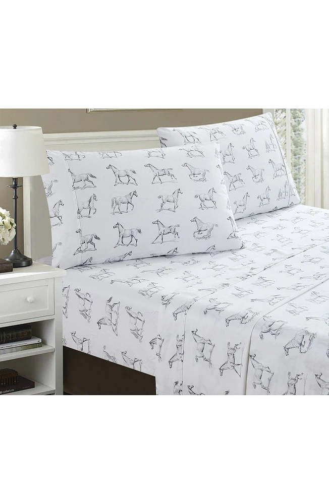 Horse Print 400 Thread Count Cotton Sheet Set