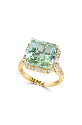 Diamond & Green Amethyst Ring