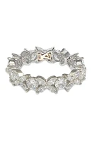 Sterling Silver CZ Floral Eternity Band