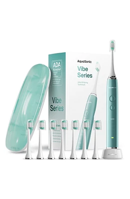 VIBE SERIES Mint Green UltraSonic Whitening Toothbrush with 8 DuPont Brush Heads & Travel Case
