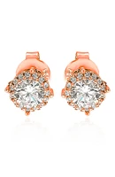 Rose Sterling Silver CZ Stud Earrings