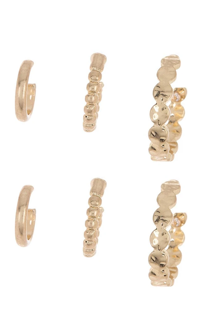 Brass Hoop and Huggies - Set of 3