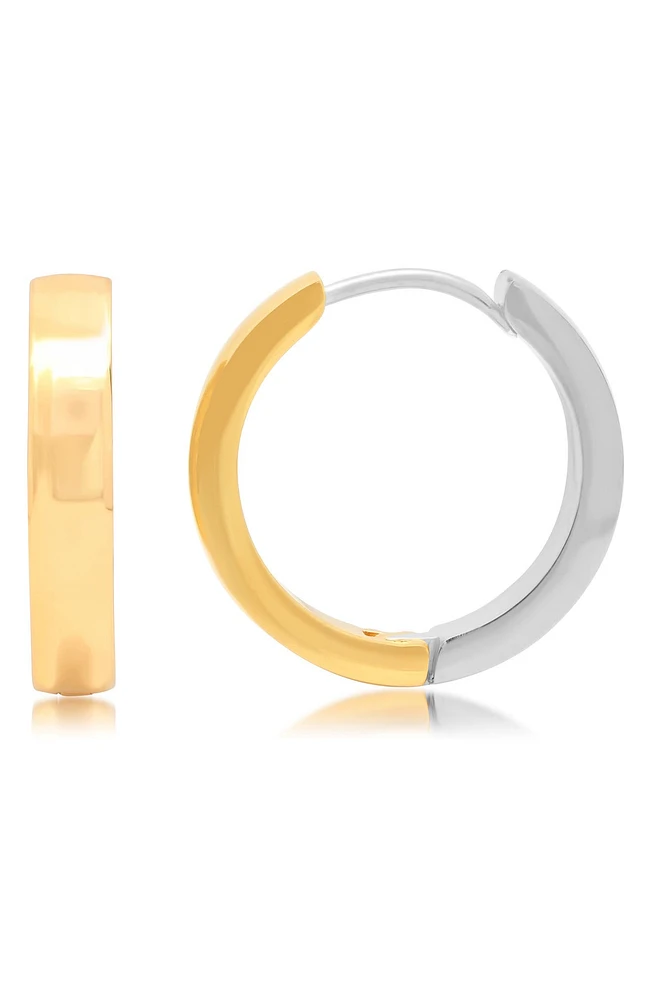 Two-Tone Stainless Steel 20mm Hoop Earrings