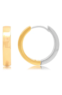 Two-Tone Stainless Steel 20mm Hoop Earrings
