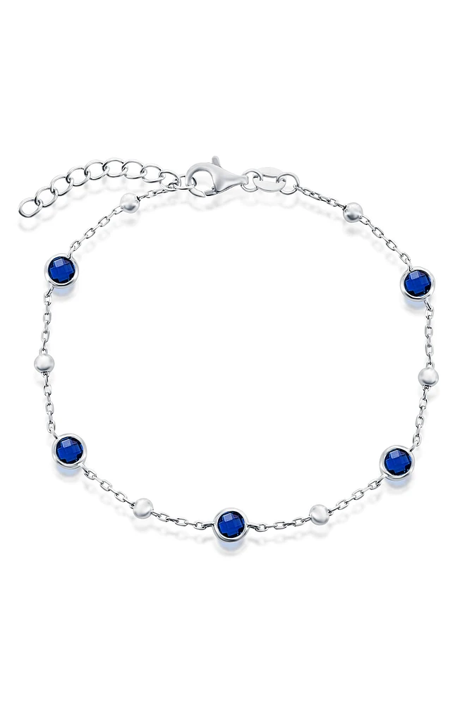 Sterling Silver & CZ Bead Bracelet