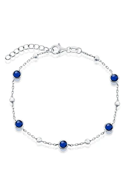 Sterling Silver & CZ Bead Bracelet