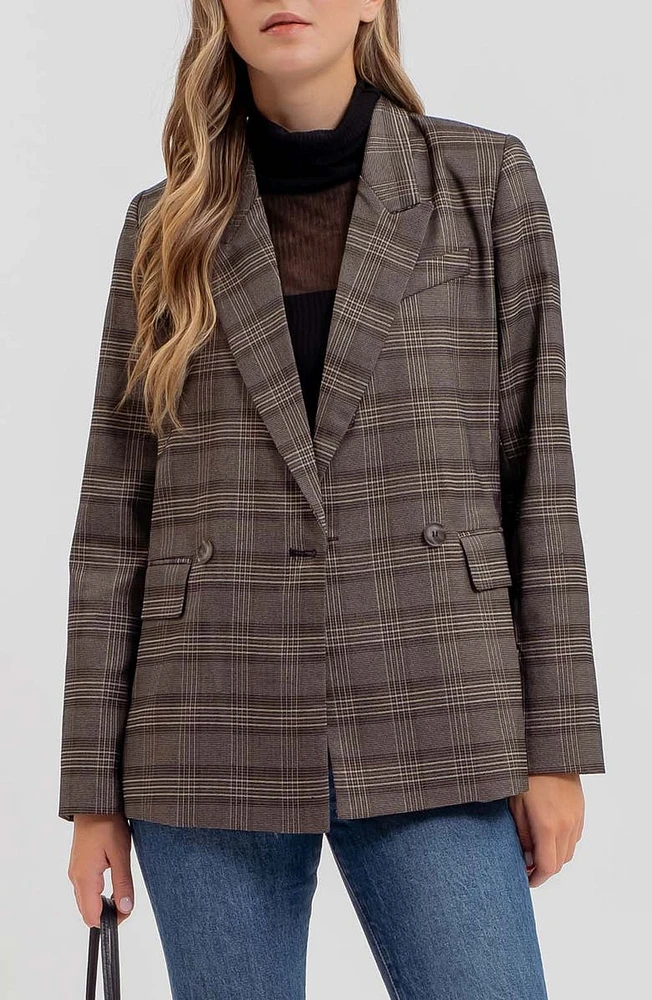 Plaid Double Breasted Blazer