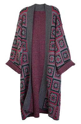 Square Open Front Long Cardigan