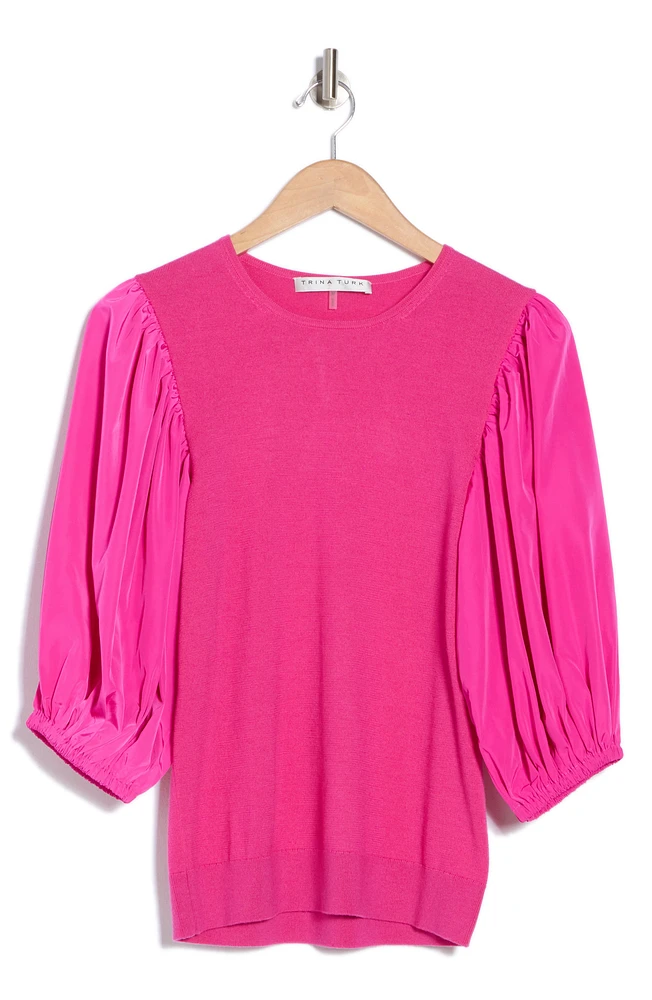 Rhea Puff Sleeve Wool Blend Pullover