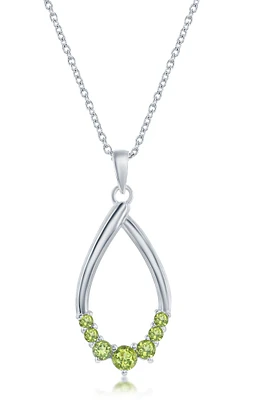 Sterling Silver Pear Shaped Gemstone Necklace