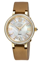Women's Genoa Diamond Dial Leather Strap Watch