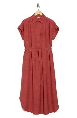 Textured Short Sleeve Maxi Shirtdress