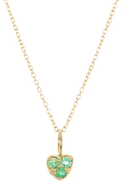 18K Yellow Gold Petite Emerald Heart Necklace
