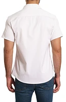 Trim Fit Solid Cotton Short Sleeve Button-Up Shirt