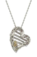 Sterling Silver & Pink Sapphire Heart Pendant Necklace