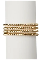 18K Gold Plated Beaded Stretch Ball Bracelet Set